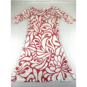 J.Crew Womens Coral White Abstract Floral Cotton Knit A-Line Dress 14195 Size M